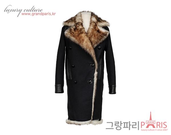 톰포드 퍼 카라 라이닝 레더 트리밍 롱코트 블랙 34