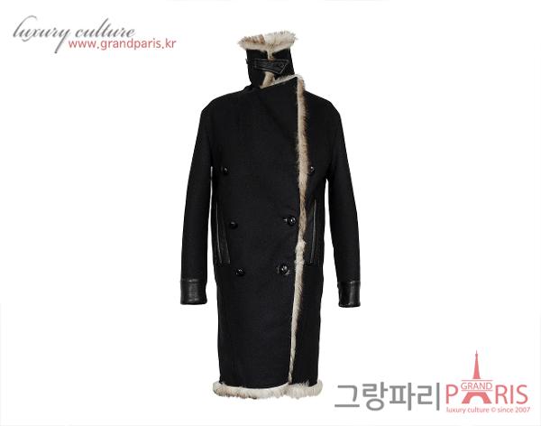 톰포드 퍼 카라 라이닝 레더 트리밍 롱코트 블랙 34