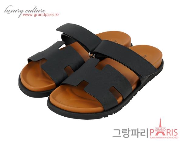 에르메스 시프레 샌들 블랙 내추럴 40 1/2