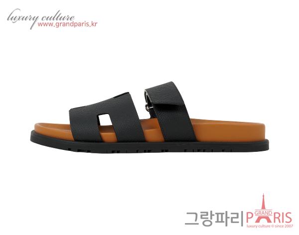 에르메스 시프레 샌들 블랙 내추럴 40 1/2
