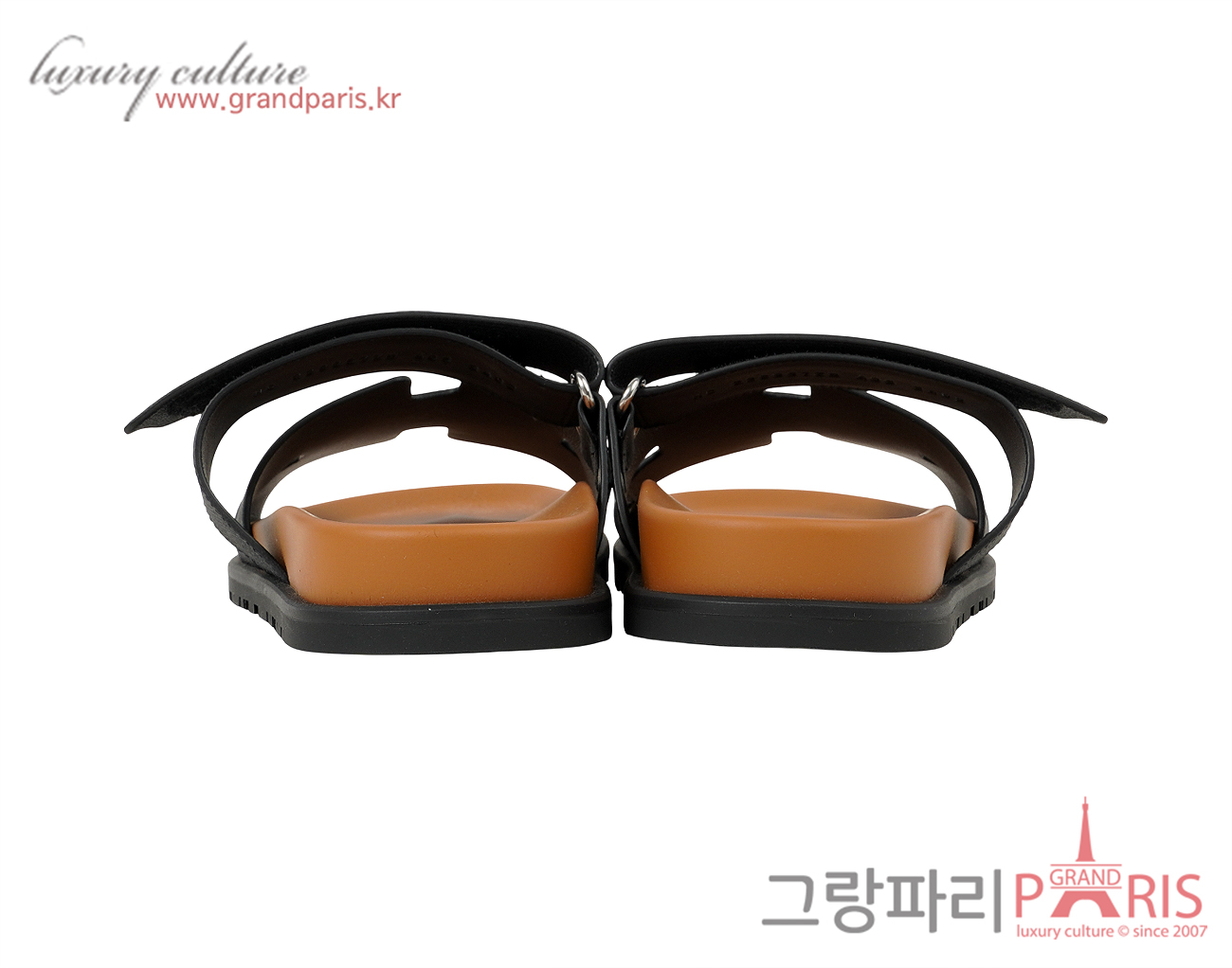 에르메스 시프레 샌들 블랙 내추럴 40 1/2