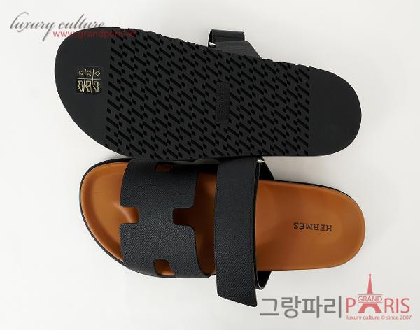 에르메스 시프레 샌들 블랙 내추럴 40 1/2
