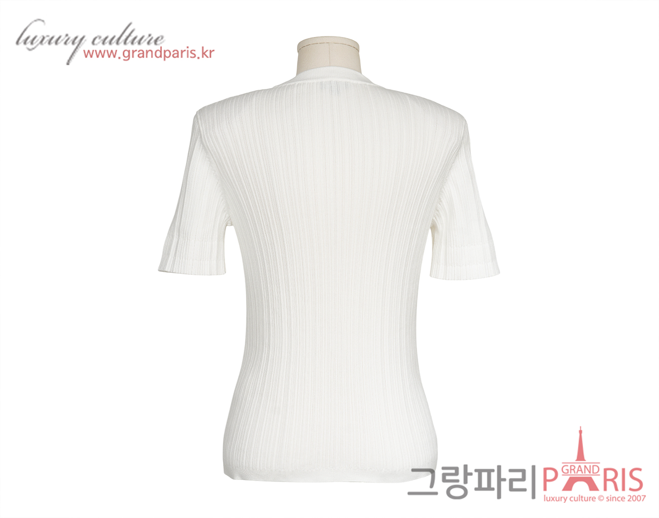 샤넬 레터링 코튼 탑 에크루 블랙 42