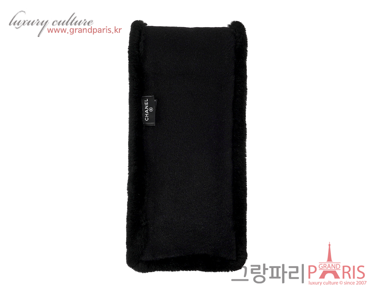 샤넬 CC 시어링 머플러 블랙 화이트