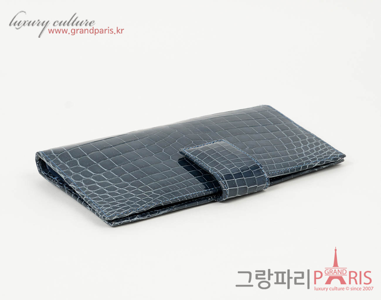 콜롬보 리쎄 크로커다일 장지갑 블루
