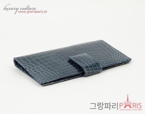 콜롬보 리쎄 크로커다일 장지갑 블루