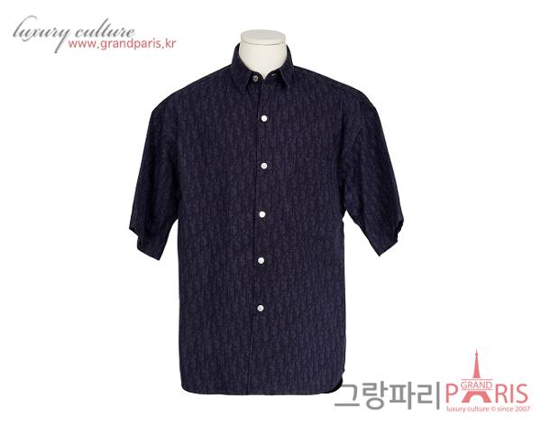 디올 숏 슬리브 오버 셔츠 네이비 블루 블랙 오블리크 39