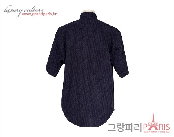 디올 숏 슬리브 오버 셔츠 네이비 블루 블랙 오블리크 39