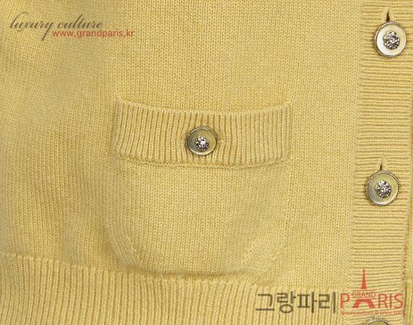 샤넬 캐시미어 숏슬리브 가디건 라이트 옐로우 40