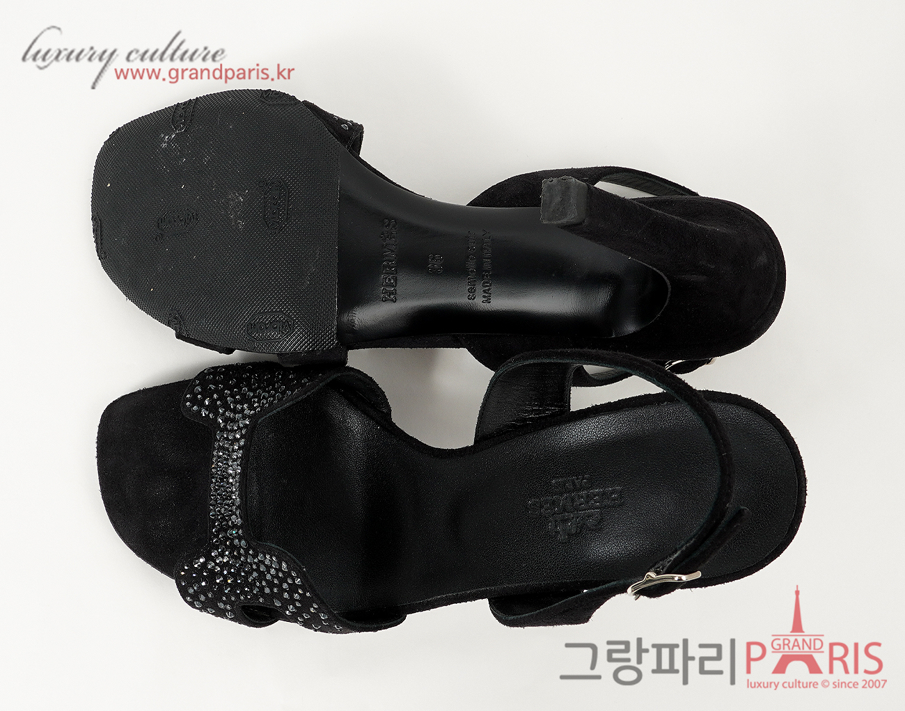 에르메스 엘라 105 샌들 블랙 36