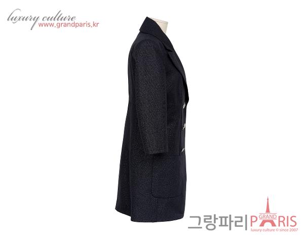 샤넬 더블 크레이프 드레스 이리데슨트 네이비 42