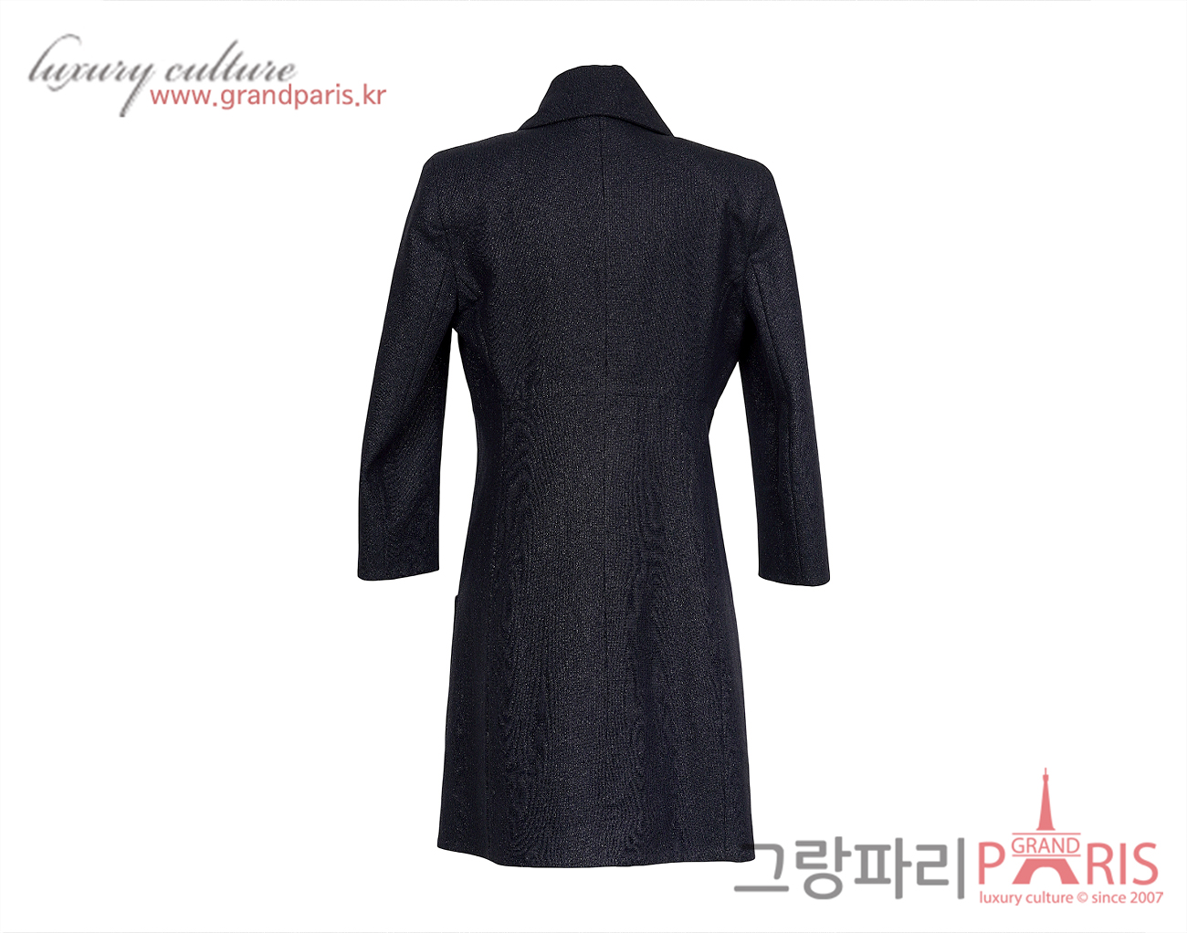 샤넬 더블 크레이프 드레스 이리데슨트 네이비 42