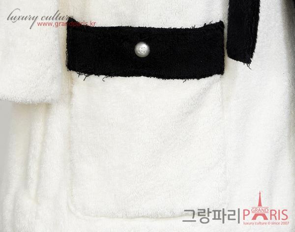 샤넬 테리 클로스 로브 재킷 에크루 블랙 S
