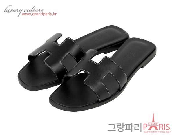 에르메스 오란 샌들 블랙 36 1/2