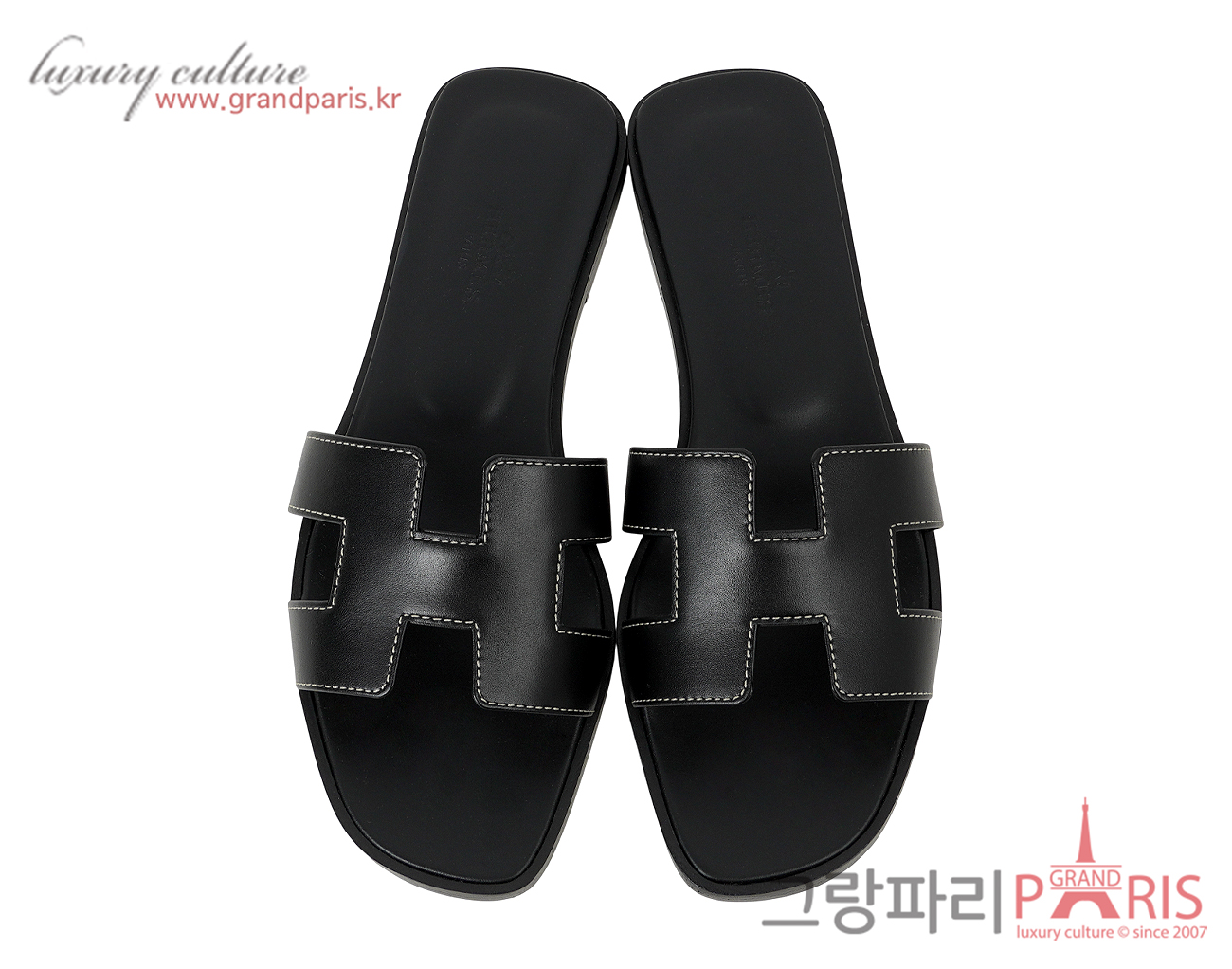 에르메스 오란 샌들 블랙 36 1/2