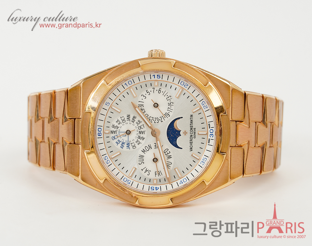 바쉐론 콘스탄틴 오버시즈 퍼페추얼 캘린더 울트라 씬 41.5mm 핑크골드 X43R2612 & 와인더 Set