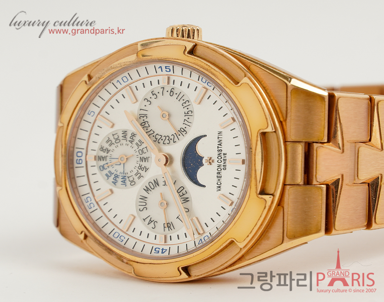 바쉐론 콘스탄틴 오버시즈 퍼페추얼 캘린더 울트라 씬 41.5mm 핑크골드 X43R2612 & 와인더 Set