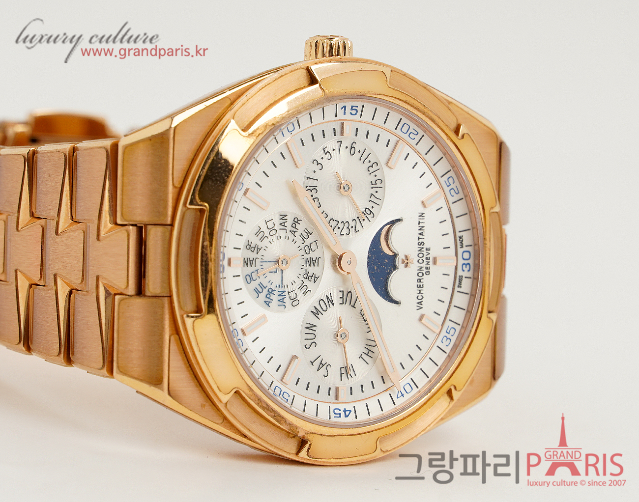 바쉐론 콘스탄틴 오버시즈 퍼페추얼 캘린더 울트라 씬 41.5mm 핑크골드 X43R2612 & 와인더 Set