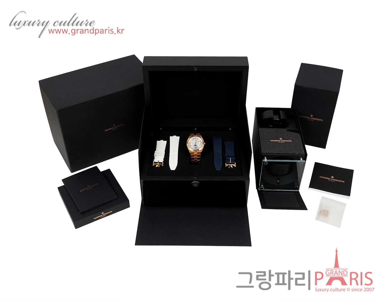 바쉐론 콘스탄틴 오버시즈 퍼페추얼 캘린더 울트라 씬 41.5mm 핑크골드 X43R2612 & 와인더 Set