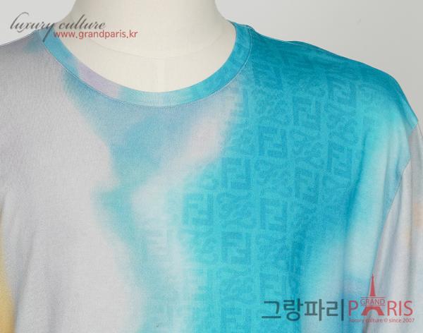 펜디 어스 모노그램 타이다이 티셔츠 블루 멀티컬러 XL