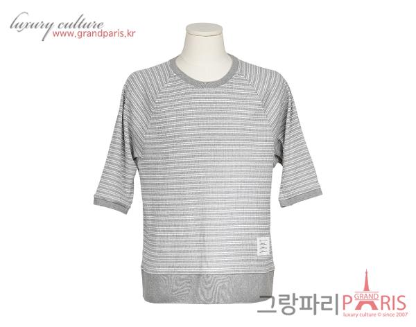 톰브라운 스트라이프 립 커프 숏슬리브 티셔츠 라이트 그레이 5