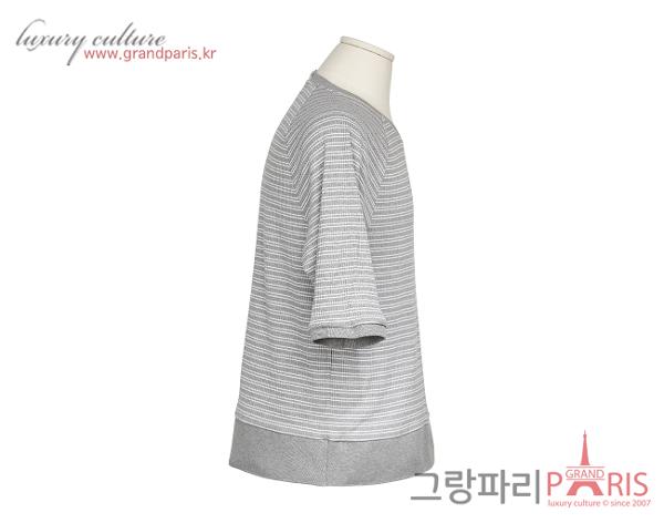 톰브라운 스트라이프 립 커프 숏슬리브 티셔츠 라이트 그레이 5