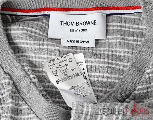 톰브라운 스트라이프 립 커프 숏슬리브 티셔츠 라이트 그레이 5