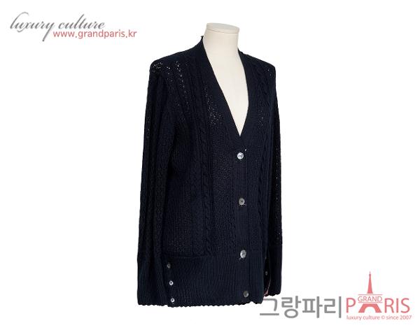 톰브라운 일롱게이티드 포인텔 케이블 브이넥 가디건 네이비 44