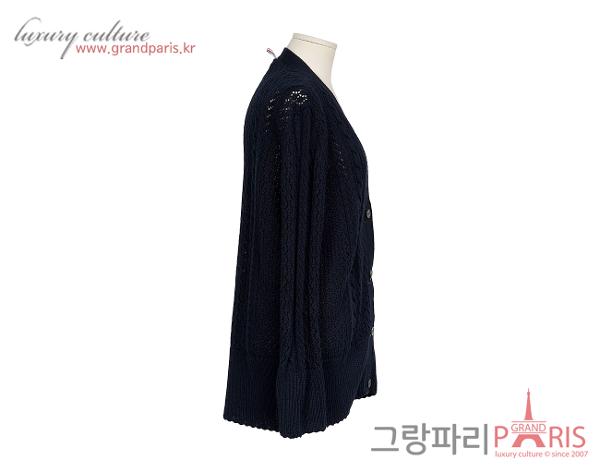 톰브라운 일롱게이티드 포인텔 케이블 브이넥 가디건 네이비 44