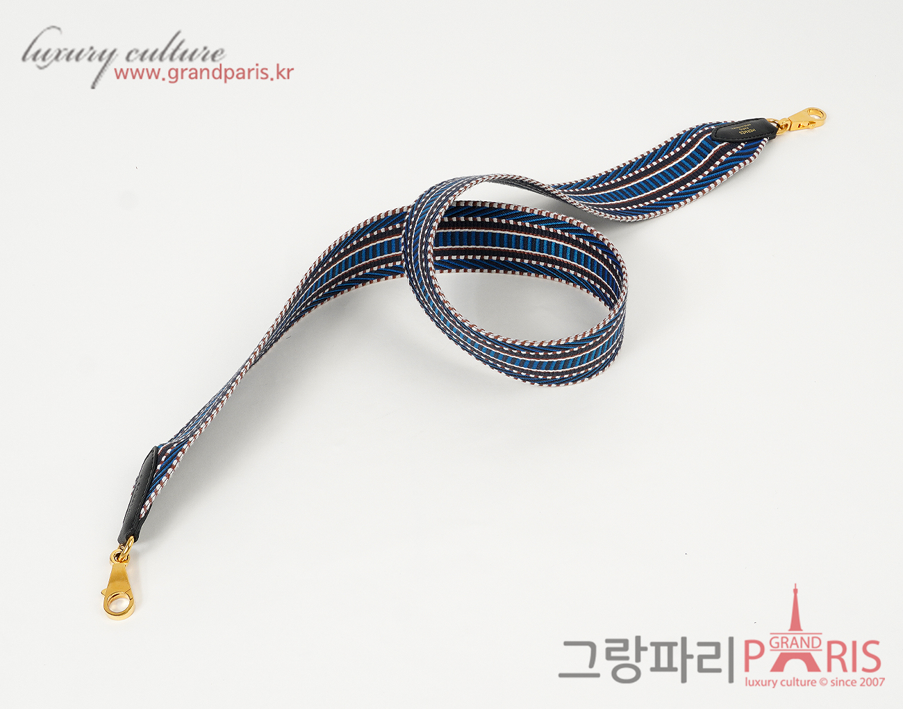 에르메스 상글 카발 50mm 백 스트랩 블루 젤리지 인디고 블랙 금장 85