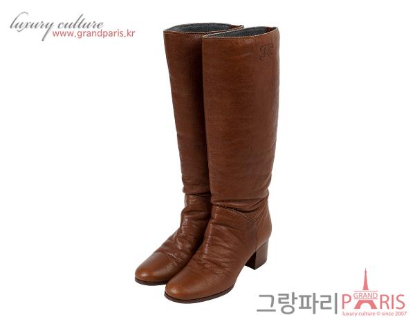 샤넬 CC 롱 부츠 브라운 38C