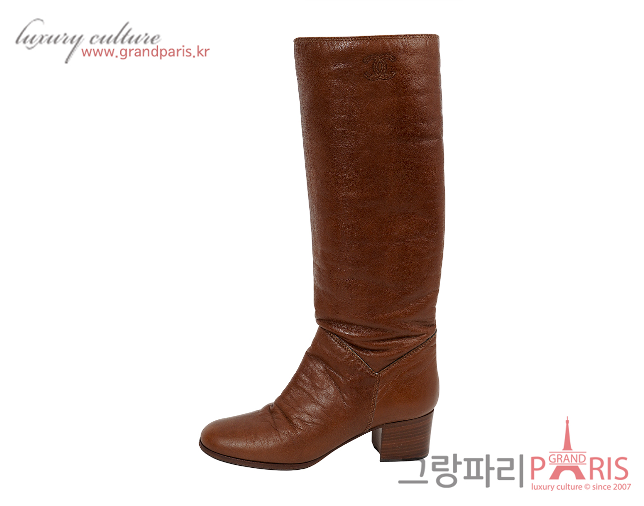 샤넬 CC 롱 부츠 브라운 38C