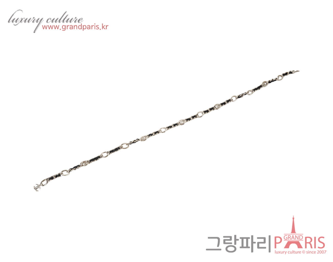 샤넬 레더 체인 벨트 블랙 은장