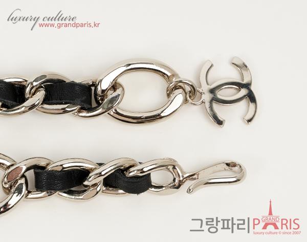 샤넬 레더 체인 벨트 블랙 은장