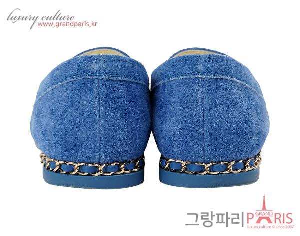 샤넬 체인 CC 스웨이드 로퍼 블루 38 1/2C