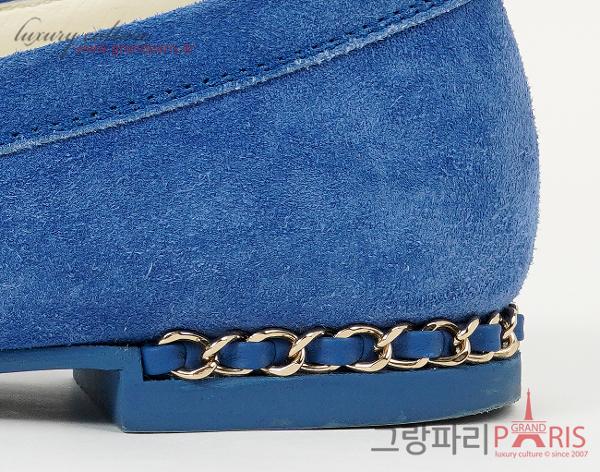 샤넬 체인 CC 스웨이드 로퍼 블루 38 1/2C
