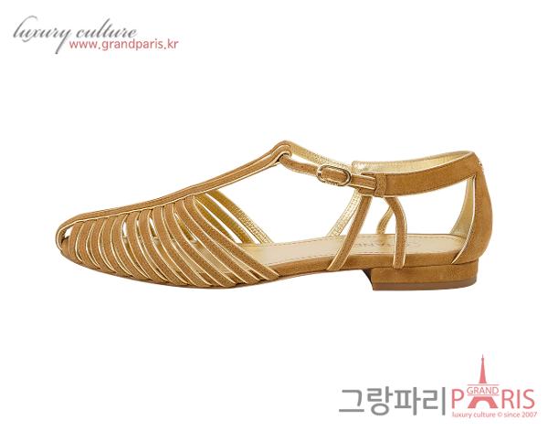 샤넬 CC 스웨이드 스트랩 샌들 골드 베이지 37 1/2C