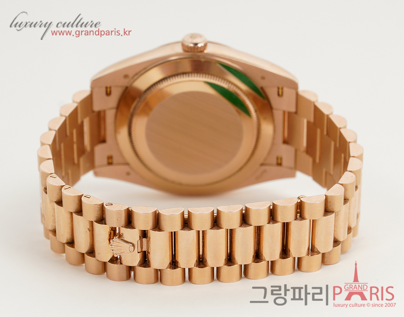 로렉스 데이데이트 40mm 로즈골드 바게트 다이아몬드 초코판 228235