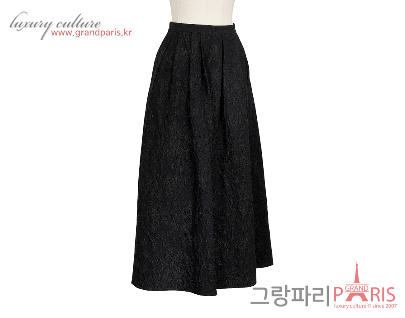 디올 클로케 플라워 모티브 플레어 미디 스커트 블랙 36