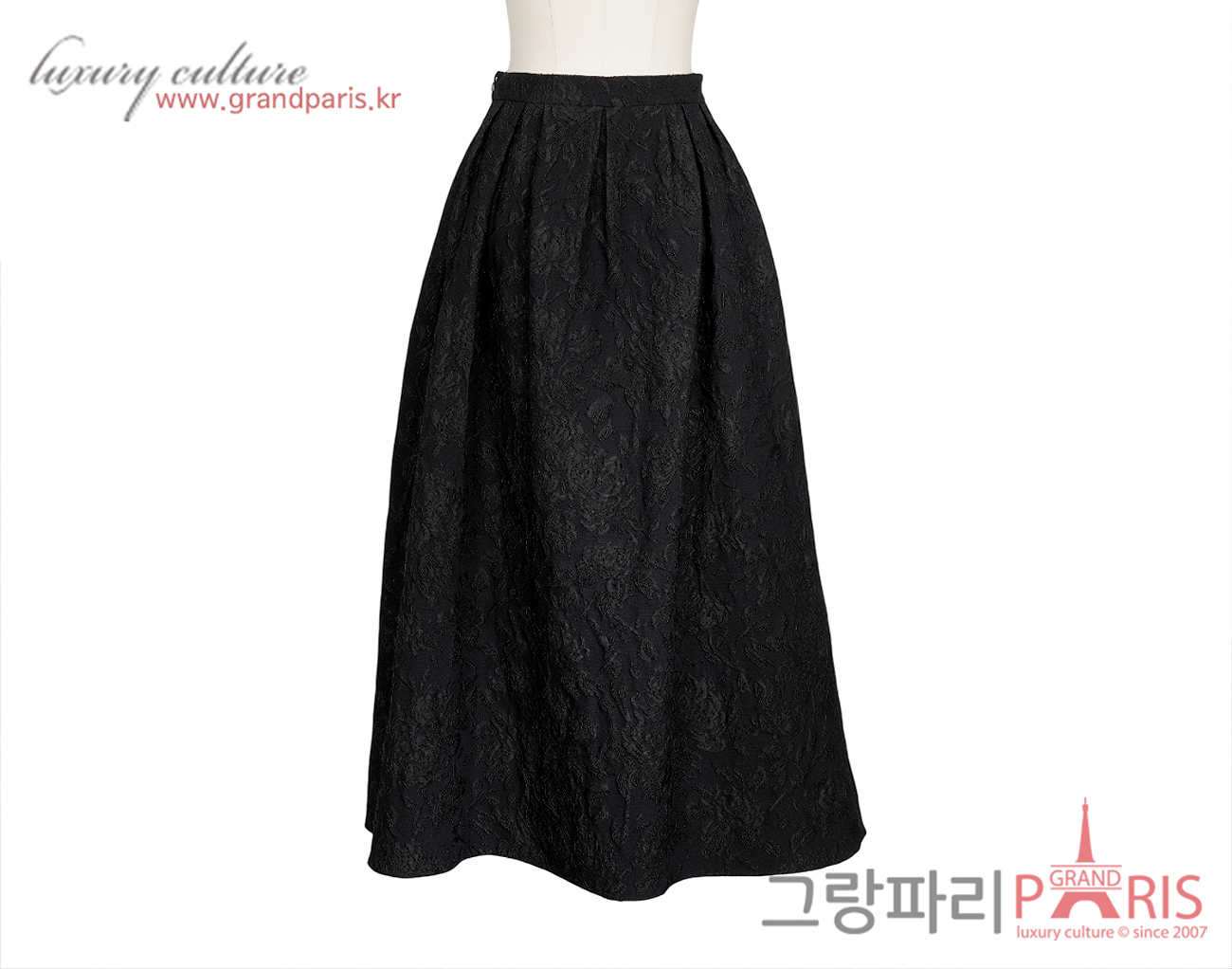 디올 클로케 플라워 모티브 플레어 미디 스커트 블랙 36