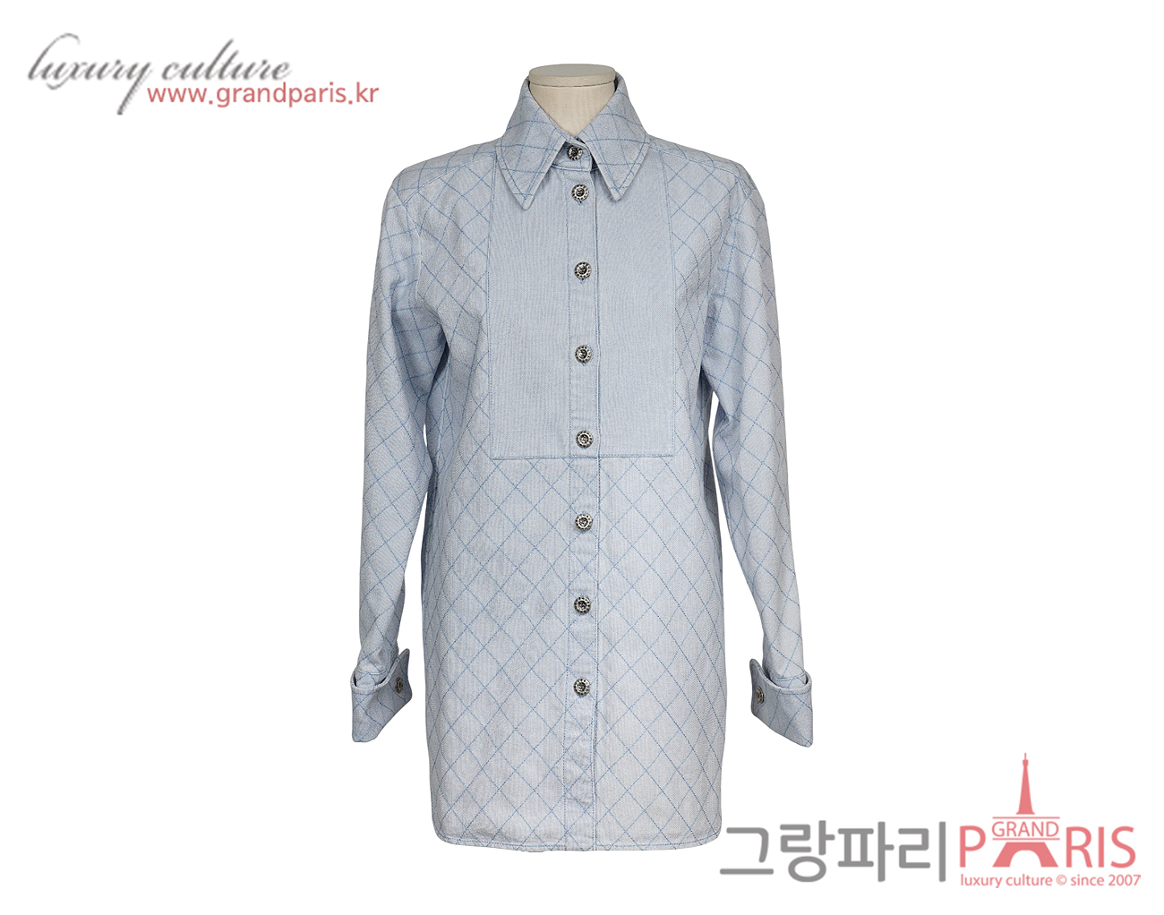 샤넬 퀼티드 데님 재킷 라이트 블루 36