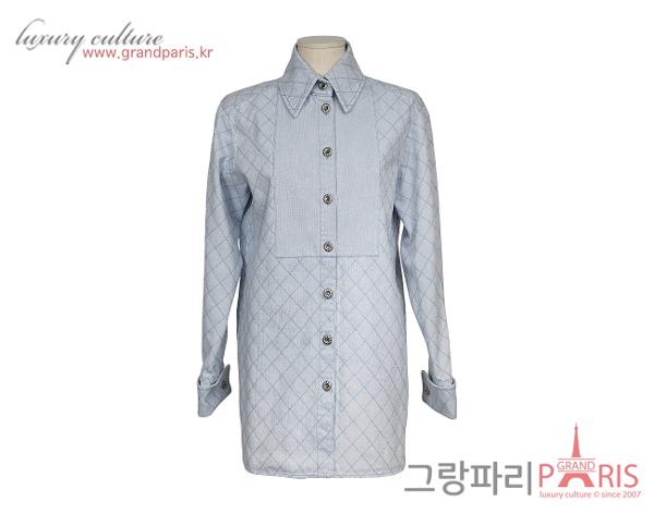 샤넬 퀼티드 데님 재킷 라이트 블루 36