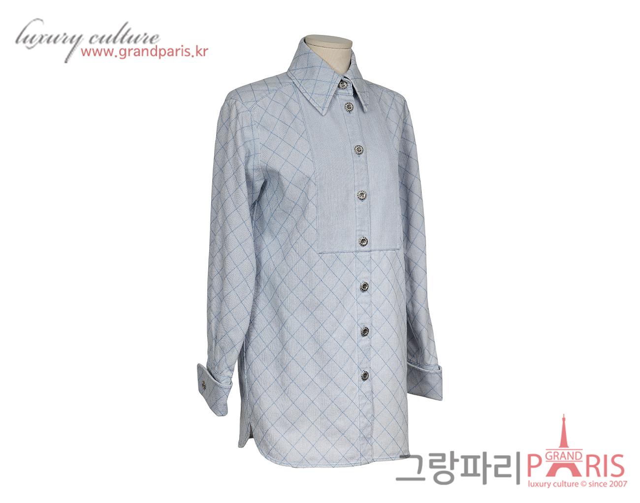 샤넬 퀼티드 데님 재킷 라이트 블루 36