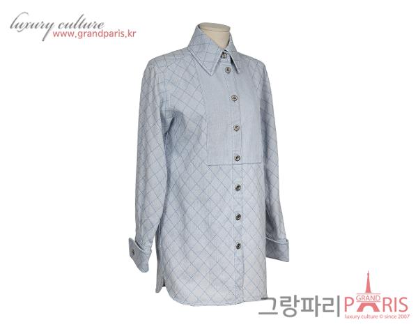 샤넬 퀼티드 데님 재킷 라이트 블루 36