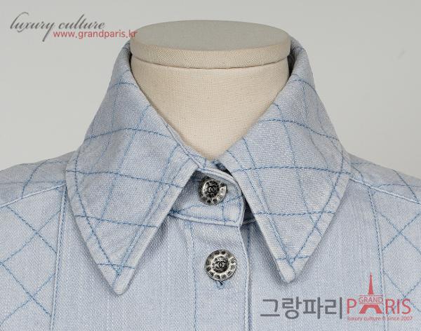 샤넬 퀼티드 데님 재킷 라이트 블루 36