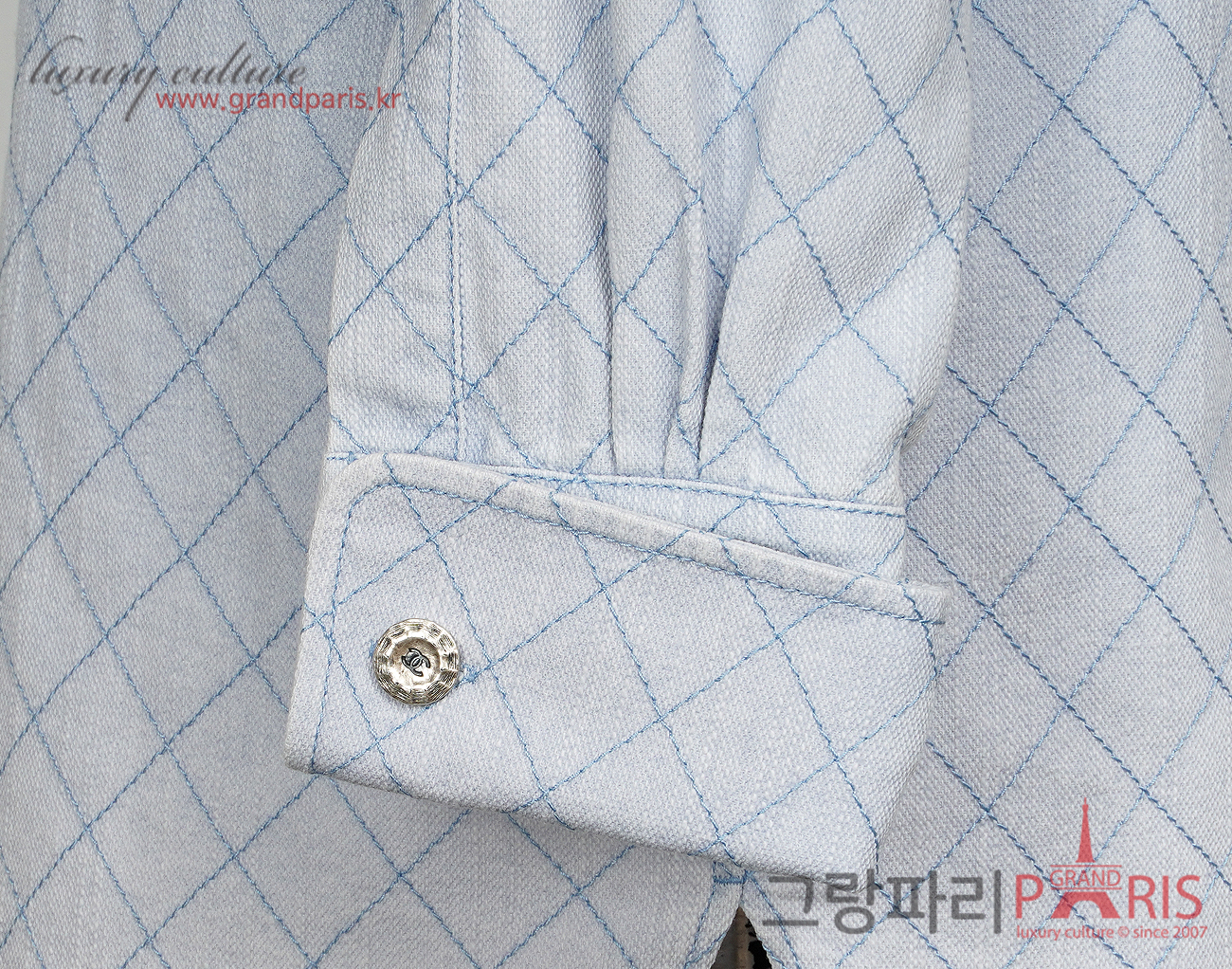 샤넬 퀼티드 데님 재킷 라이트 블루 36