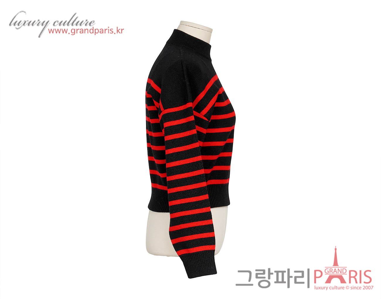 셀린느 마린 크롭 스웨터 블랙 레드 XS