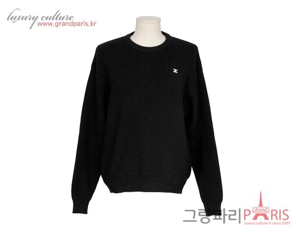 셀린느 트리옹프 리브드 크루넥 스웨터 블랙 S