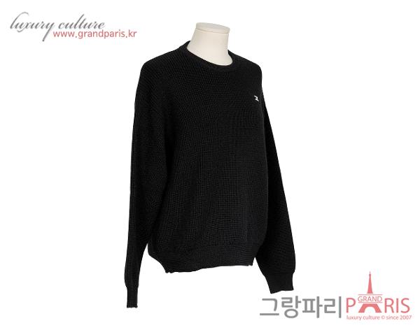 셀린느 트리옹프 리브드 크루넥 스웨터 블랙 S