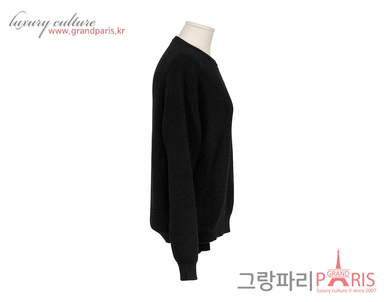 셀린느 트리옹프 리브드 크루넥 스웨터 블랙 S